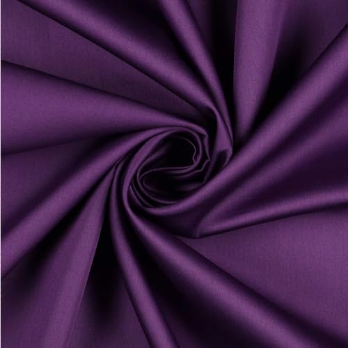 0,5m Baumwoll-Satin Baumwollstoff Satinstoff Meterware unifarben Oeko-Tex zertifiziert, Farbe:violett von maDDma