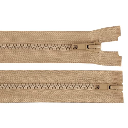 1 Reißverschluss 2-Wege 5mm 65 cm teilbar Autolock Doppelzipper Farbwahl, Farbe:beige von maDDma