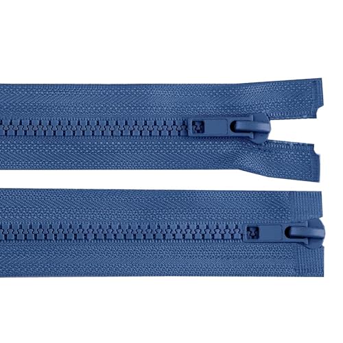 1 Reißverschluss 2-Wege 5mm 70 cm teilbar Autolock Doppelzipper Farbwahl, Farbe:jeansblau von maDDma