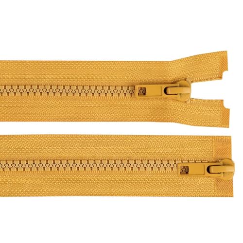 1 Reißverschluss 2-Wege 5mm 75 cm teilbar Autolock Doppelzipper Farbwahl, Farbe:goldgelb von maDDma