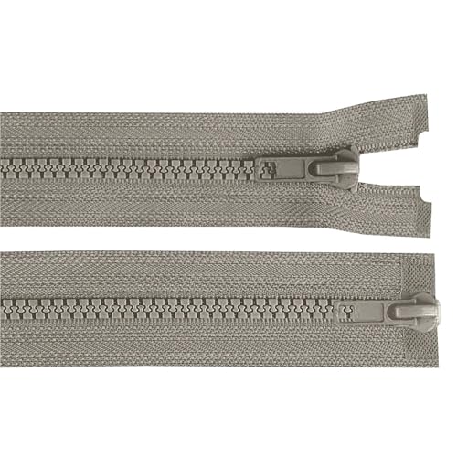 1 Reißverschluss 2-Wege 5mm 85 cm teilbar Autolock Doppelzipper Farbwahl, Farbe:mausgrau von maDDma