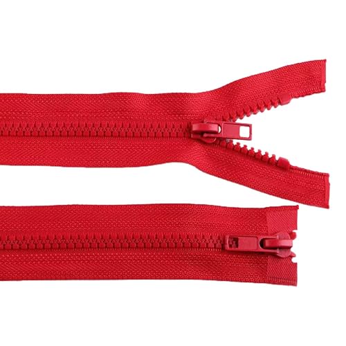 1 Reißverschluss 2-Wege 5mm 85 cm teilbar Autolock Doppelzipper Farbwahl, Farbe:rot von maDDma