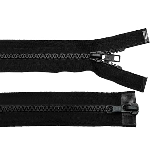 1 Reißverschluss 2-Wege 5mm 85 cm teilbar Autolock Doppelzipper Farbwahl, Farbe:schwarz von maDDma