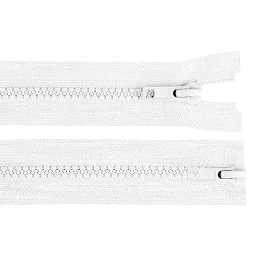 1 Reißverschluss 2-Wege 5mm 85 cm teilbar Autolock Doppelzipper Farbwahl, Farbe:weiß von maDDma