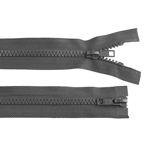 1 Reißverschluss 2-Wege 5mm 90 cm teilbar Autolock Doppelzipper Farbwahl, Farbe:grau von maDDma