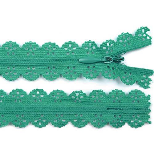 1 Spitzenreißverschluss, dekorativer Reißverschluss, 20cm, bitte Farbe wählen, Farbe:grün 1 Spitzenreißverschluss, dekorativer Reißverschluss, 20cm, bitte Farbe wählen, Farbe:grün von maDDma