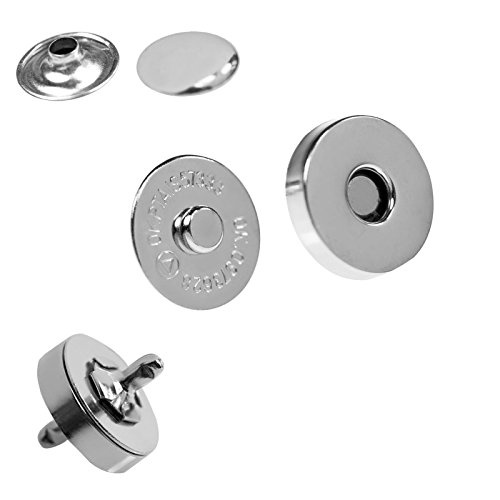 10 Magnet-Knöpfe Magnet-Verschlüsse Taschenverschluss Nähen Basteln Kleidung Tasche Alben, Farbe:silber, Größe:18mm von maDDma