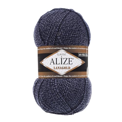 100 g ALIZE Lanagold 49% Wolle Strickgarn Winterwolle Schurwolle Farbwahl, Farbe:blau meliert von maDDma