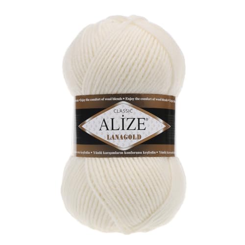 100 g ALIZE Lanagold 49% Wolle Strickgarn Winterwolle Schurwolle Farbwahl, Farbe:creme von maDDma