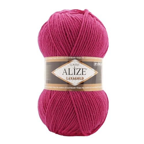 100 g ALIZE Lanagold 49% Wolle Strickgarn Winterwolle Schurwolle Farbwahl, Farbe:erdbeerrot von maDDma