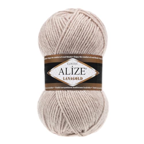 100 g ALIZE Lanagold 49% Wolle Strickgarn Winterwolle Schurwolle Farbwahl, Farbe:hellbeige von maDDma