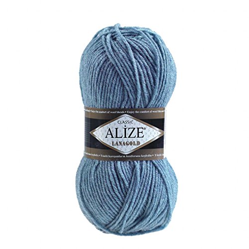 100 g ALIZE Lanagold 49% Wolle Strickgarn Winterwolle Schurwolle Farbwahl, Farbe:hellblau-grau von maDDma