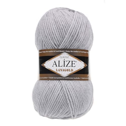 100 g ALIZE Lanagold 49% Wolle Strickgarn Winterwolle Schurwolle Farbwahl, Farbe:hellgrau von maDDma