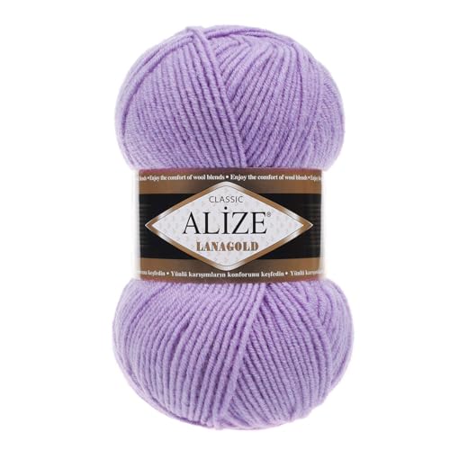 100 g ALIZE Lanagold 49% Wolle Strickgarn Winterwolle Schurwolle Farbwahl, Farbe:lavendel von maDDma