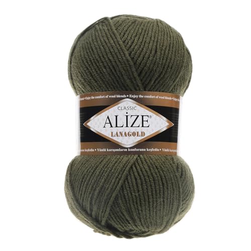 100 g ALIZE Lanagold 49% Wolle Strickgarn Winterwolle Schurwolle Farbwahl, Farbe:moosgrün von maDDma