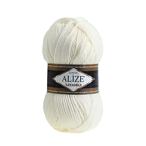 100 g ALIZE Lanagold 49% Wolle Strickgarn Winterwolle Schurwolle Farbwahl, Farbe:pearl von maDDma