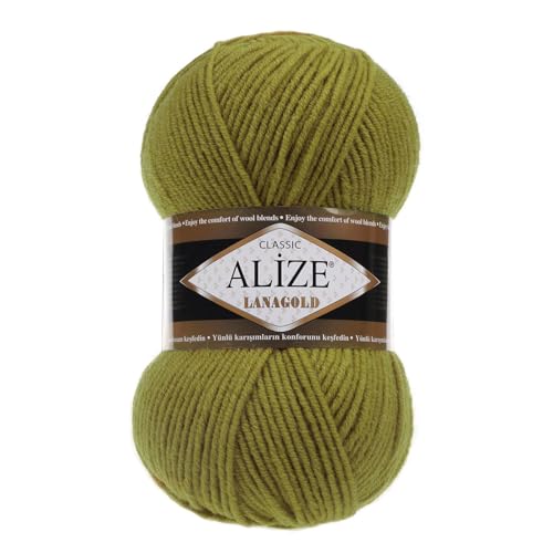 100 g ALIZE Lanagold 49% Wolle Strickgarn Winterwolle Schurwolle Farbwahl, Farbe:pistaziengrün von maDDma