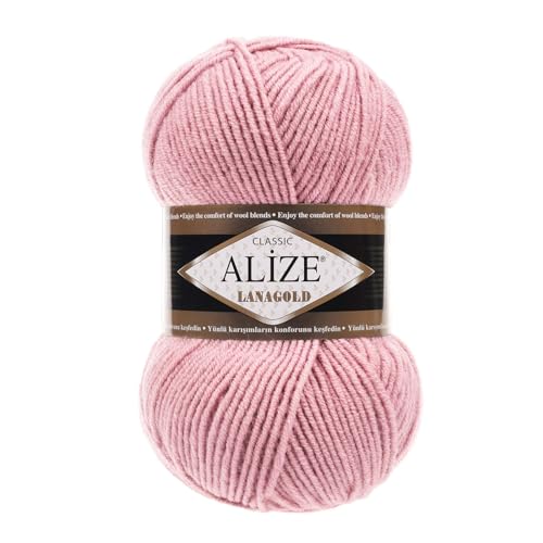 100 g ALIZE Lanagold 49% Wolle Strickgarn Winterwolle Schurwolle Farbwahl, Farbe:puderrosa von maDDma