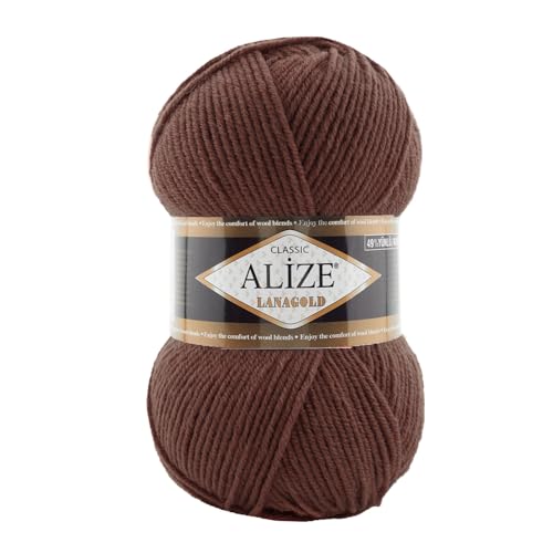 100 g ALIZE Lanagold 49% Wolle Strickgarn Winterwolle Schurwolle Farbwahl, Farbe:rotbraun von maDDma