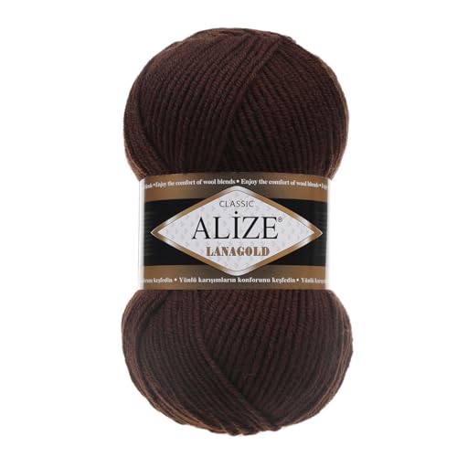 100 g ALIZE Lanagold 49% Wolle Strickgarn Winterwolle Schurwolle Farbwahl, Farbe:schokobraun von maDDma