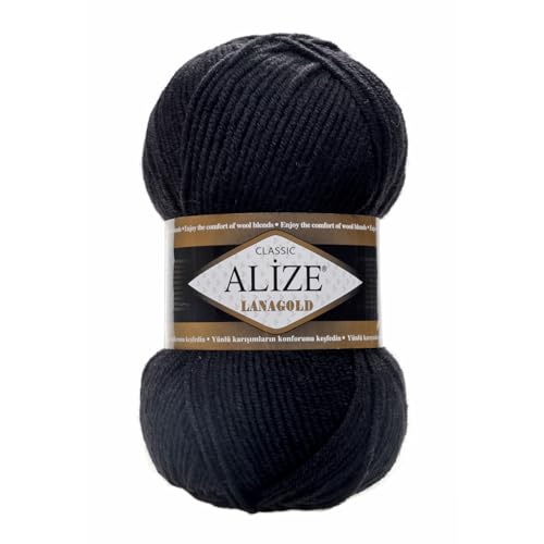 100 g ALIZE Lanagold 49% Wolle Strickgarn Winterwolle Schurwolle Farbwahl, Farbe:schwarz von maDDma