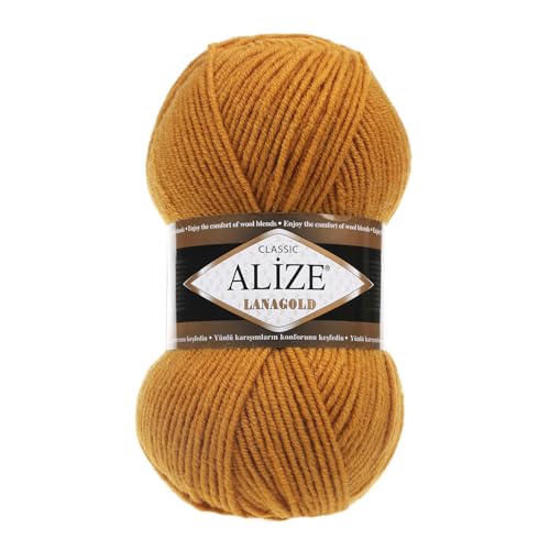 100 g ALIZE Lanagold 49% Wolle Strickgarn Winterwolle Schurwolle Farbwahl, Farbe:senfgelb von maDDma