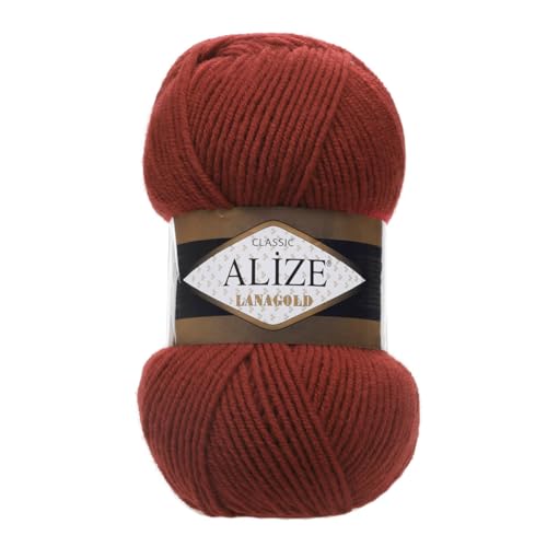 100 g ALIZE Lanagold 49% Wolle Strickgarn Winterwolle Schurwolle Farbwahl, Farbe:ziegelrot von maDDma