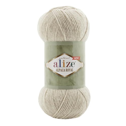 100g Alize Alpaca Royal 15% Alpaka Klassikgarn Oeko-Tex 100 Strickgarn Häkelgarn Farbwahl, Farbe:152 hellbeige meliert von maDDma