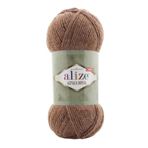 100g Alize Alpaca Royal 15% Alpaka Klassikgarn Oeko-Tex 100 Strickgarn Häkelgarn Farbwahl, Farbe:558 braun von maDDma