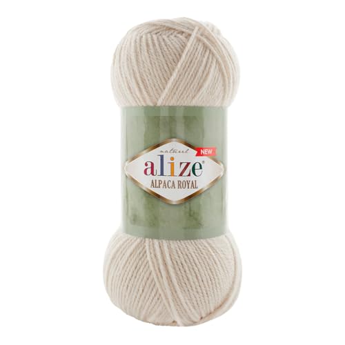 100g Alize Alpaca Royal 15% Alpaka Klassikgarn Oeko-Tex 100 Strickgarn Häkelgarn Farbwahl, Farbe:599 hellbeige von maDDma