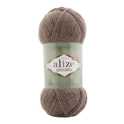 100g Alize Alpaca Royal 15% Alpaka Klassikgarn Oeko-Tex 100 Strickgarn Häkelgarn Farbwahl, Farbe:688 braun meliert von maDDma