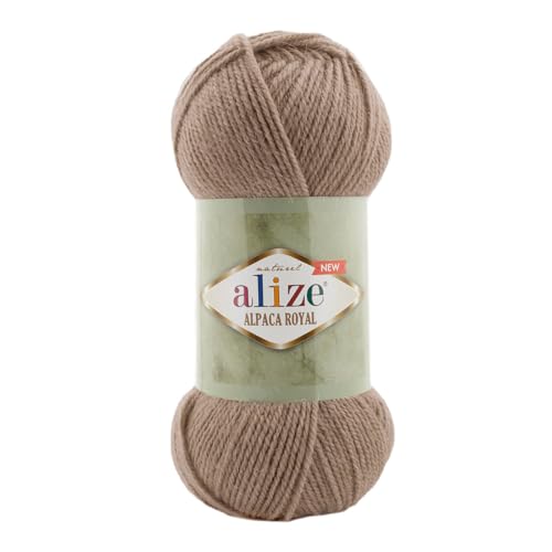 100g Alize Alpaca Royal 15% Alpaka Klassikgarn Oeko-Tex 100 Strickgarn Häkelgarn Farbwahl, Farbe:695 hellbraun von maDDma