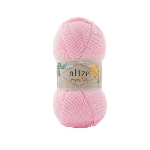 100g Alize Happy Kids Strickgarn Wolle Viskose Bambus Oeko-Tex 100 Häkelgarn Farbwahl, Farbe:185 rosa von maDDma