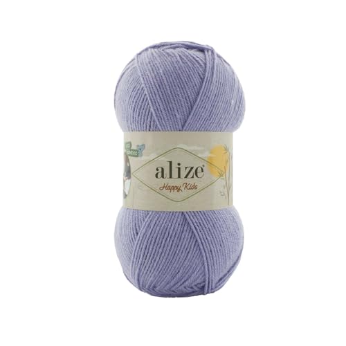 100g Alize Happy Kids Strickgarn Wolle Viskose Bambus Oeko-Tex 100 Häkelgarn Farbwahl, Farbe:257 lavendel von maDDma