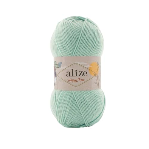 100g Alize Happy Kids Strickgarn Wolle Oeko-Tex 100 Häkelgarn Farbwahl, Farbe:579 mint von maDDma