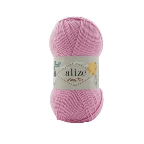 100g Alize Happy Kids Strickgarn Wolle Viskose Bambus Oeko-Tex 100 Häkelgarn Farbwahl, Farbe:726 bubblegum von maDDma