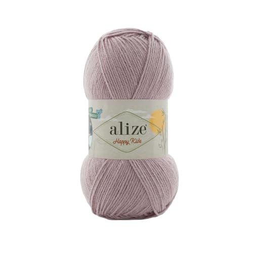 100g Alize Happy Kids Strickgarn Wolle Viskose Bambus Oeko-Tex 100 Häkelgarn Farbwahl, Farbe:142 graulila von maDDma