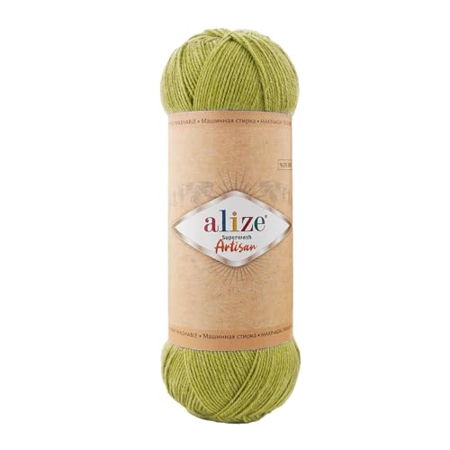 100g Sockenwolle Alize Superwash Artisan 75% Wolle Strickwolle Häkelgarn Farbwahl, Farbe:11 bambusgrün von maDDma