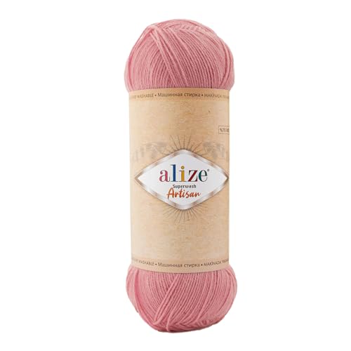 100g Sockenwolle Alize Superwash Artisan 75% Wolle Strickwolle Häkelgarn Farbwahl, Farbe:161 puderrosa von maDDma