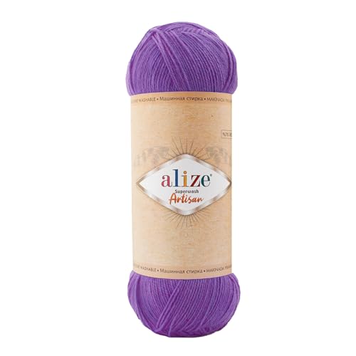 100g Sockenwolle Alize Superwash Artisan 75% Wolle Strickwolle Häkelgarn Farbwahl, Farbe:44 lila von maDDma