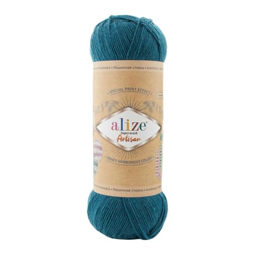 100g Sockenwolle Alize Superwash Artisan 75% Wolle Strickwolle Häkelgarn Farbwahl, Farbe:666 tintenblau von maDDma