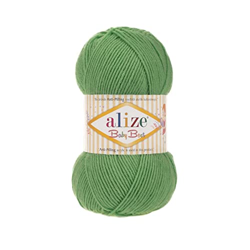 100g Strickgarn ALIZE Baby Best uni Babywolle Wolle Antipilling, freie Farbwahl, Farbe:485 pistaziengrün von maDDma