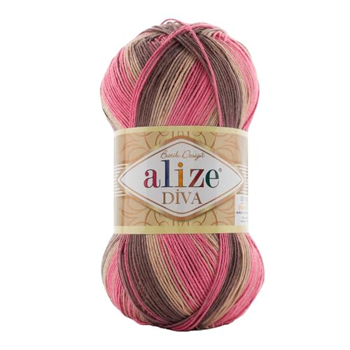 100g Strickgarn ALIZE DIVA BATIK Farbverlauf Häkelgarn Wolle Stricken Häkeln, Farbe:7829 von maDDma