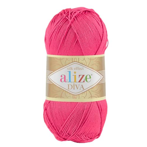 100g Strickgarn ALIZE DIVA Sommerwolle Häkelgarn Wolle Sommer Stricken Häkeln, Farbe:149 fuchsia pink von maDDma