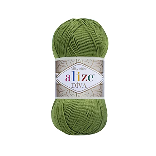 100g Strickgarn ALIZE DIVA Sommerwolle Häkelgarn Wolle Sommer Stricken Häkeln, Farbe:210 grün von maDDma