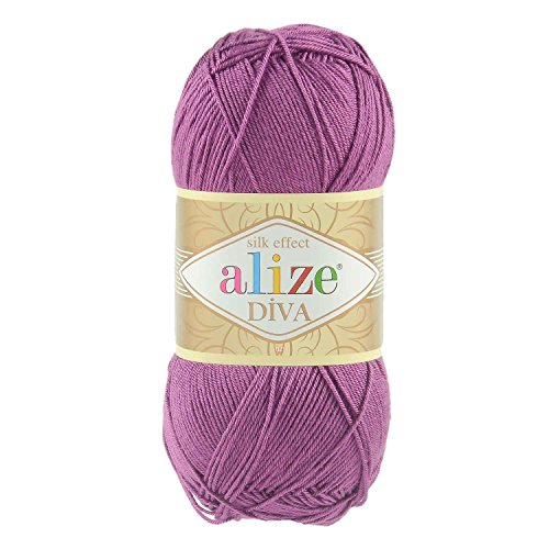 100g Strickgarn ALIZE DIVA Sommerwolle Häkelgarn Wolle Sommer Stricken Häkeln, Farbe:297 lila von maDDma