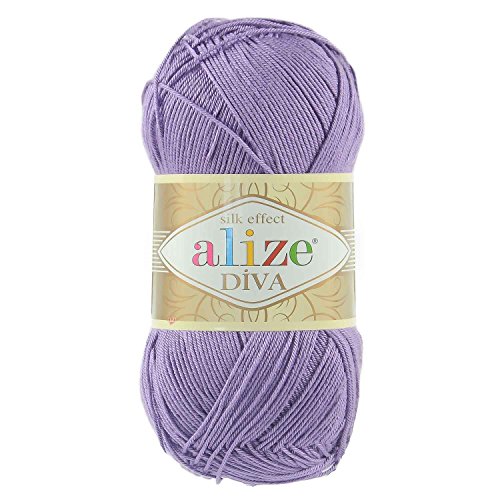 100g Strickgarn ALIZE DIVA Sommerwolle Häkelgarn Wolle Sommer Stricken Häkeln, Farbe:622 violett von maDDma