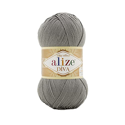 100g Strickgarn ALIZE DIVA Sommerwolle Häkelgarn Wolle Sommer Stricken Häkeln, Farbe:87 dunkelgrau von maDDma