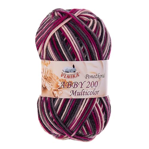 100g Strickgarn Abby 200 multicolor Sockengarn Socken-Wolle Strumpfgarn Farbwahl, Farbe:grau-creme-pink von maDDma