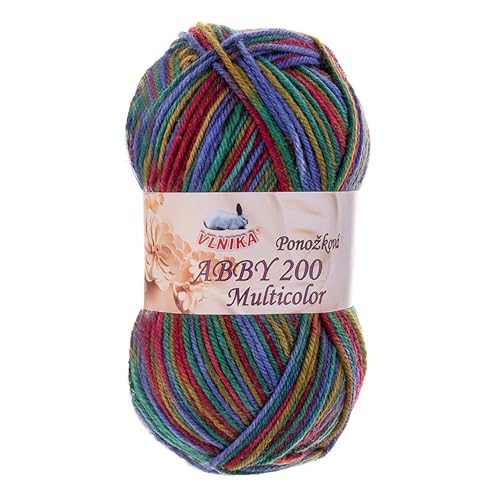 100g Strickgarn Abby 200 multicolor Sockengarn Socken-Wolle Strumpfgarn Farbwahl, Farbe:grün-blau-rot von maDDma